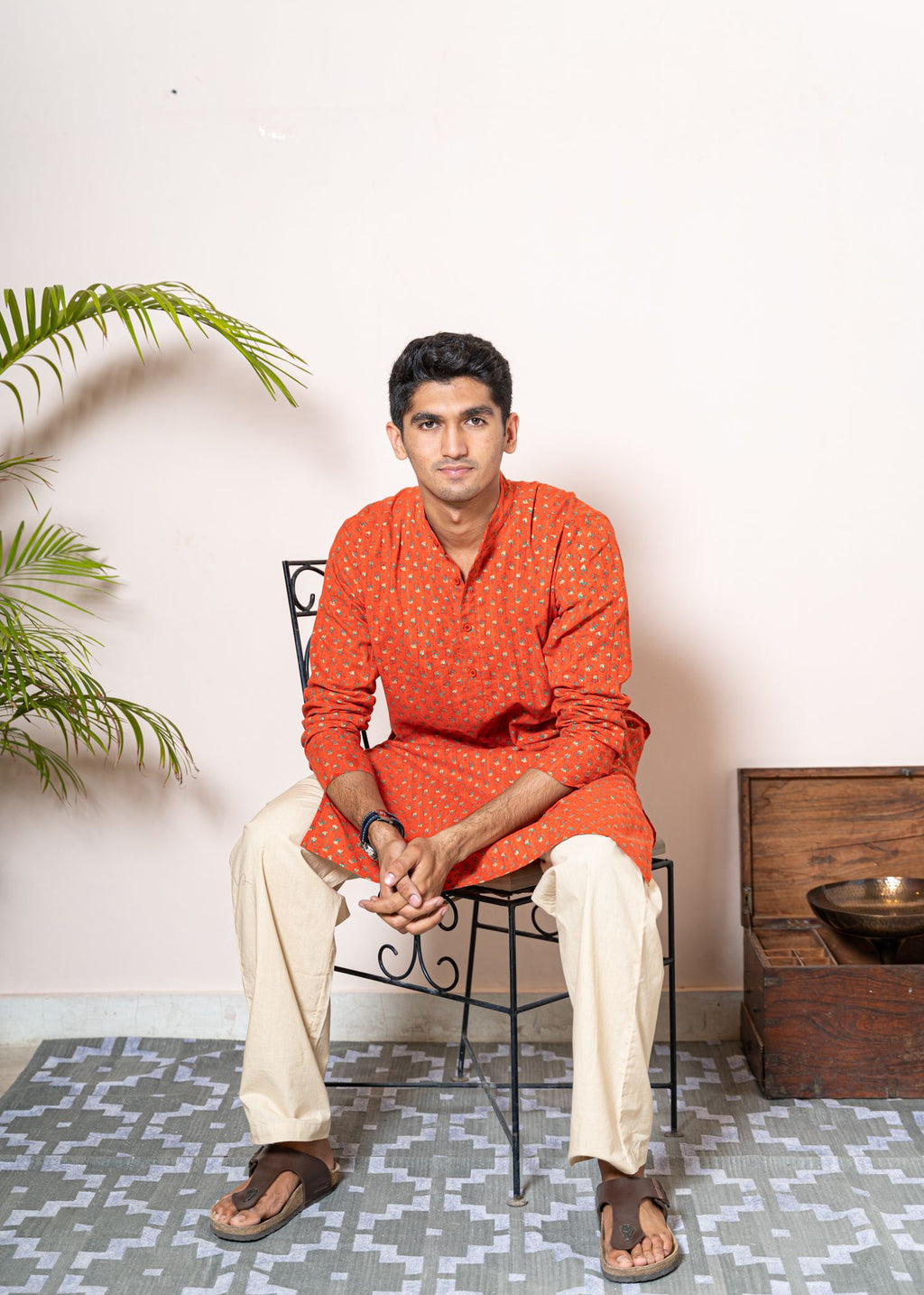 Shop Kanak Orange Cotton Full sleeve Kurta Online - Rajasthan - Jaipur ID1562457
