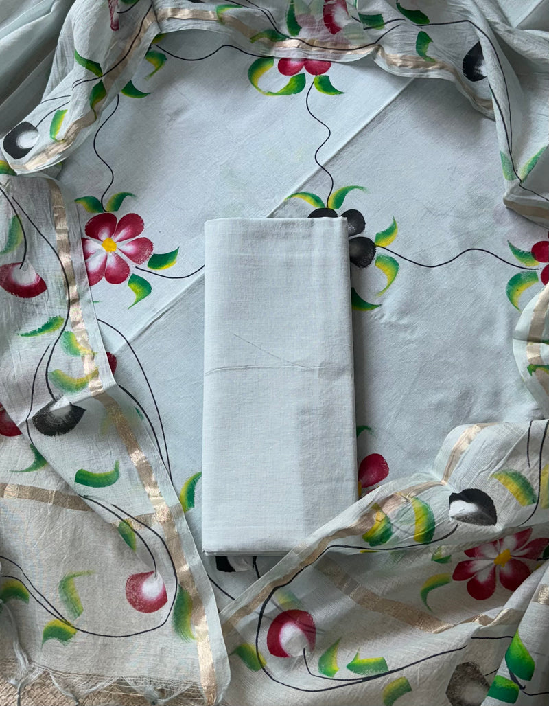 Premium Hand Block Printed Cotton Suit With Mulmul Duptta - Rajasthan - Jaipur ID1562446