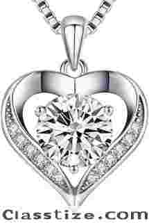 Moissanite Necklace for Women, 1-3 Carat Heart Necklace 