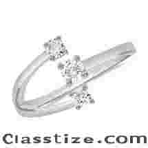 Triple Diamond Claw Silver Ring