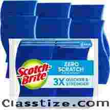 Scotch-Brite Zero Scratch Scrub Sponges, 6 Kitchen Sponges for Washing Dishes 