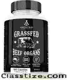 Ancestral Supplements Grass Fed Beef Organ Supplement, Supports Whole Body Wellness with Proprietary Blend of Liver, Heart, Kidney, Pancreas, Spleen, Freeze-Dried Beef, Non-GMO, 180 Capsules