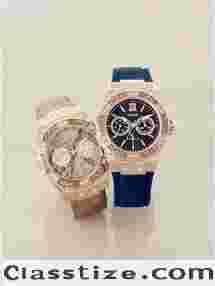 GUESS Women's Stainless Steel + Stain Resistant Silicone Watch with 