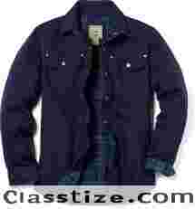 CQR Men's Twill All Cotton Flannel Lined Shirt Jacket