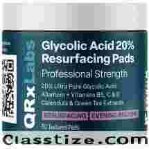 QRxLabs Glycolic Acid 20% Resurfacing Pads for Face & Body with