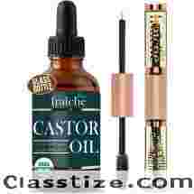 Organic Castor Oil for Face (2oz) + FREE Filled Mascara Tube, 100% Pure USDA Eyebrow Eyelash Growth Serum, 